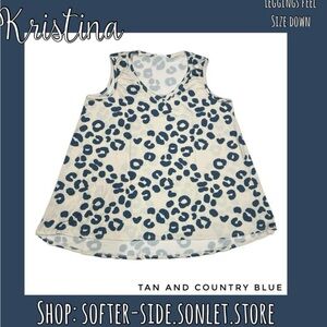LuLaRoe “Kristina” Tan and Country Blue Leopard Print Tank Top